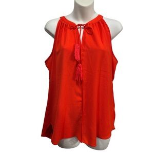 C&E top in reddish orange color. Size large